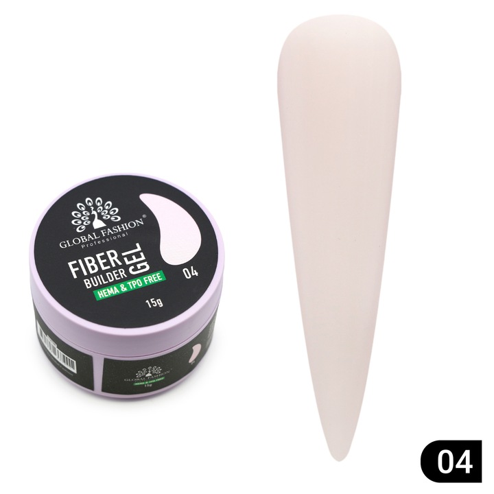 UV гел за изграждане 15 гр, Global Fashion, 4 Season Jelly Builder Gel 04, полупрозрачен, желеобразна текстура