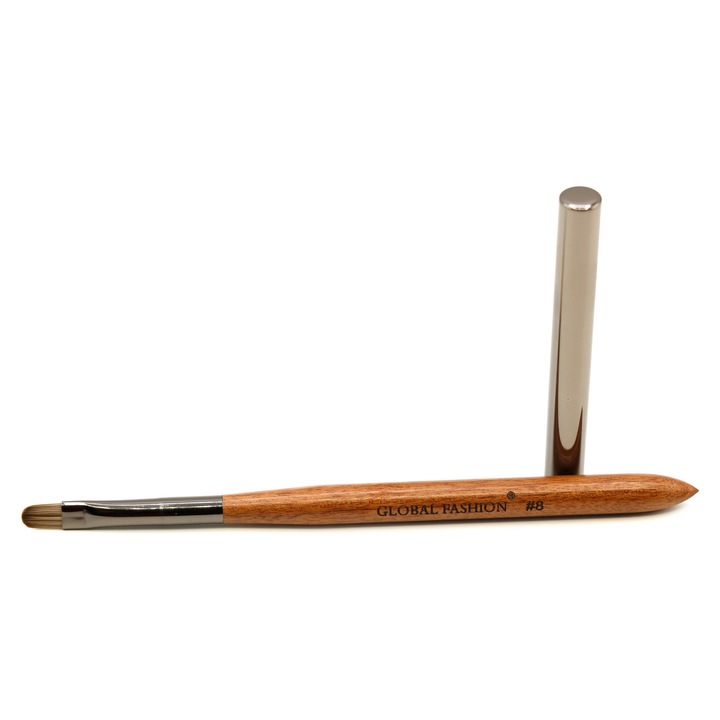 Четка за нокти, Global Fashion, кръгла #8, синтетична, кафяв цвят