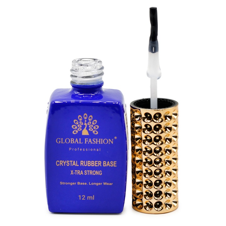 Baza pentru gel lac Global Fashion Crystal Rubber Base X-TRA Strong 12 ml, transparent