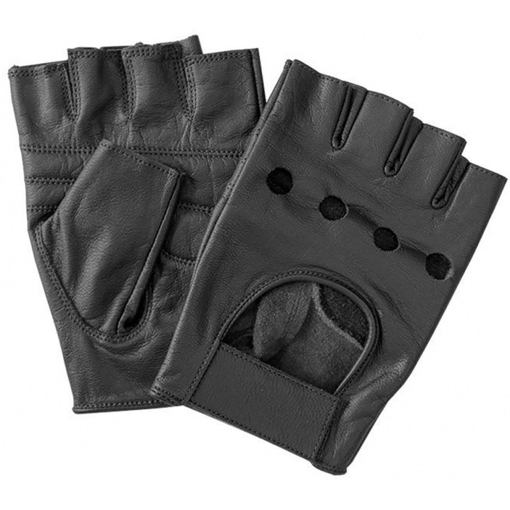 Simoni Racing MANUSI DE CONDUCERE DIN PIELE NEGRE PE JUMATATE (XL) MANUSI VINTAGE.