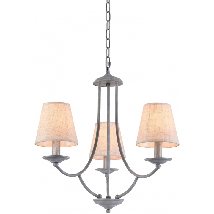 Lusta ETNA C119-3, gri patinat cu abajur alb, 1E1