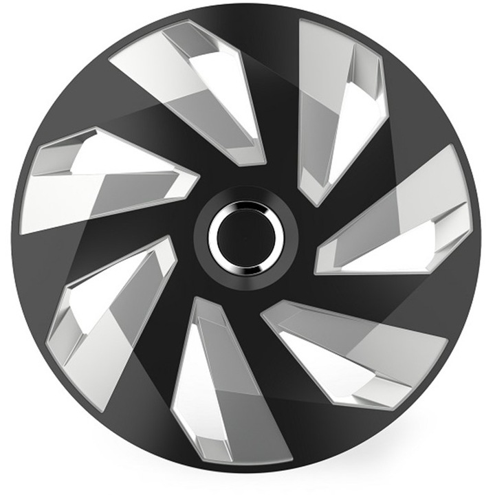 Capace roti, Amio, 14 inch, argintiu-negru, set 1 buc