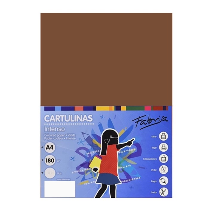 Carton color A4 180gr/mp maro intens Fabrisa 15525, 250coli/top