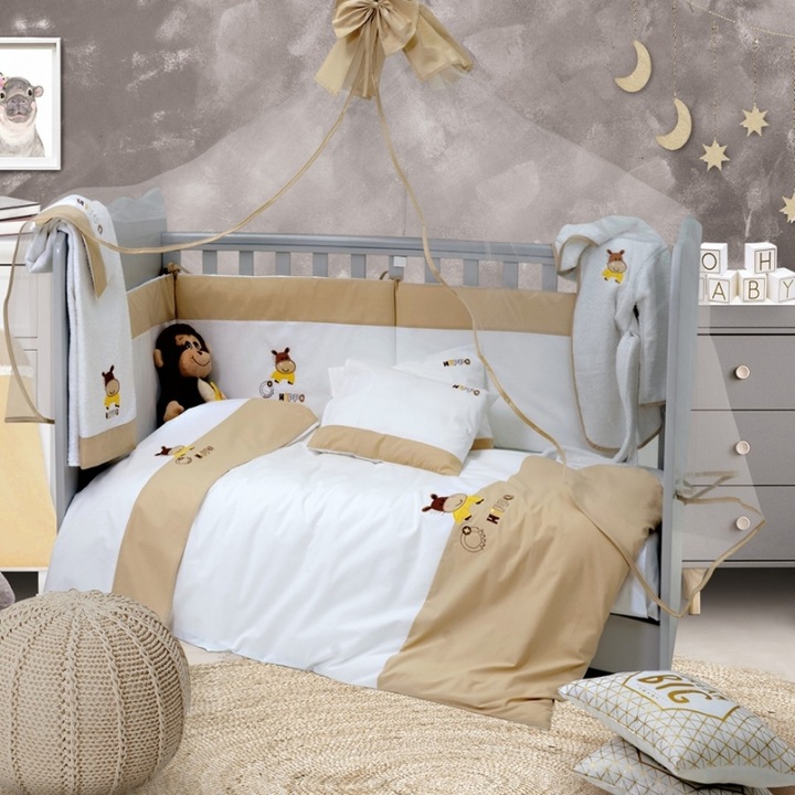 Set lenjerii si huse patut Sbaby KOUNIAS 3 teme, multicolor