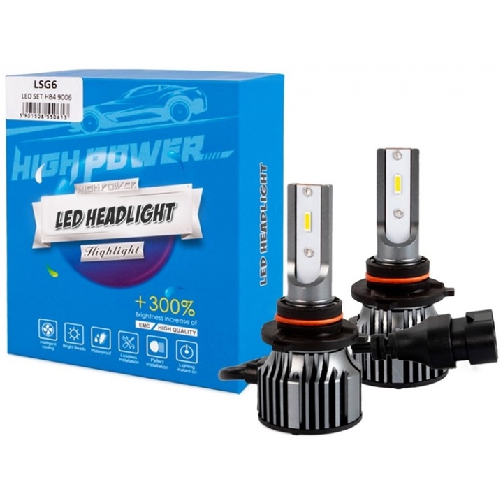 Becuri auto LED M-Tech HB4 9006 12>24V 6.500K 5.000lm 50W set 2 bucati