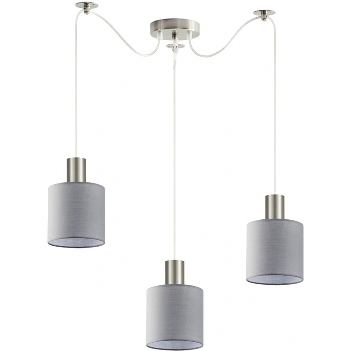 Lustra ADEPT TUBE, nuanta gri, abajur din tesatura, dimensiuni 77x8423mm