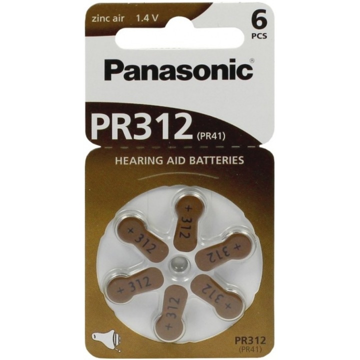 Baterii Zinc Air Panasonic PR312 1,4V set 6 bucati