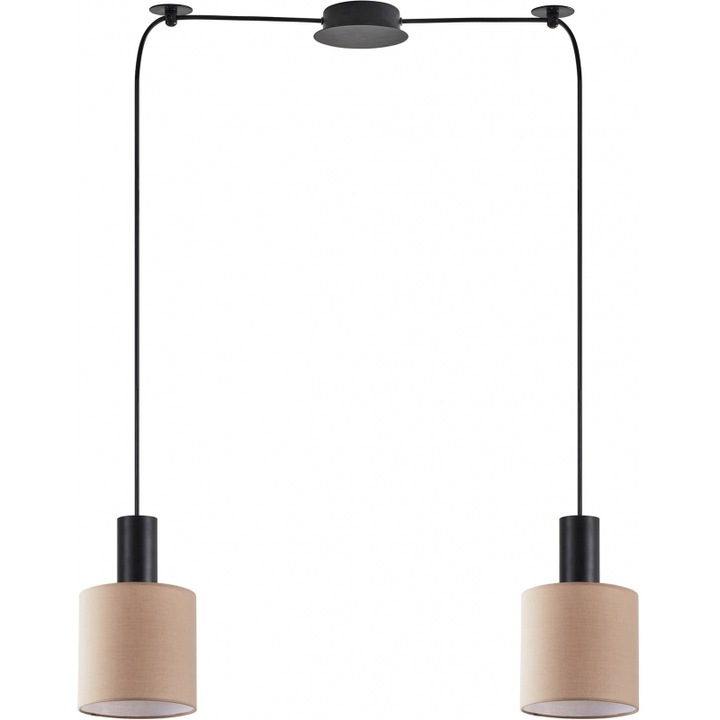 Lustă Pandantiv SE21-BL-4-BL2-SH3, negru, abajur textil maron, 77-8522