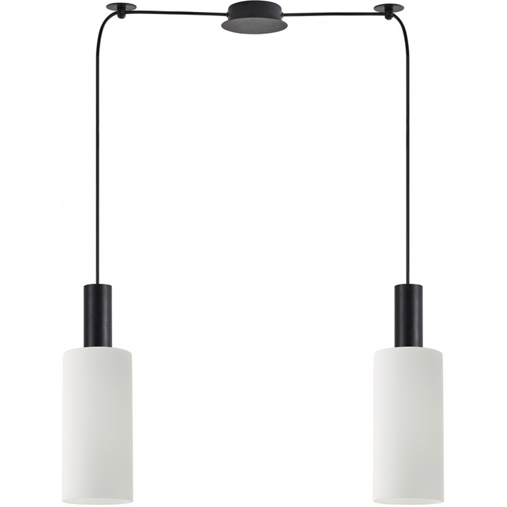 Pendul dublu, SE21-BL-4-BL2-GL3, negru, sticla alba