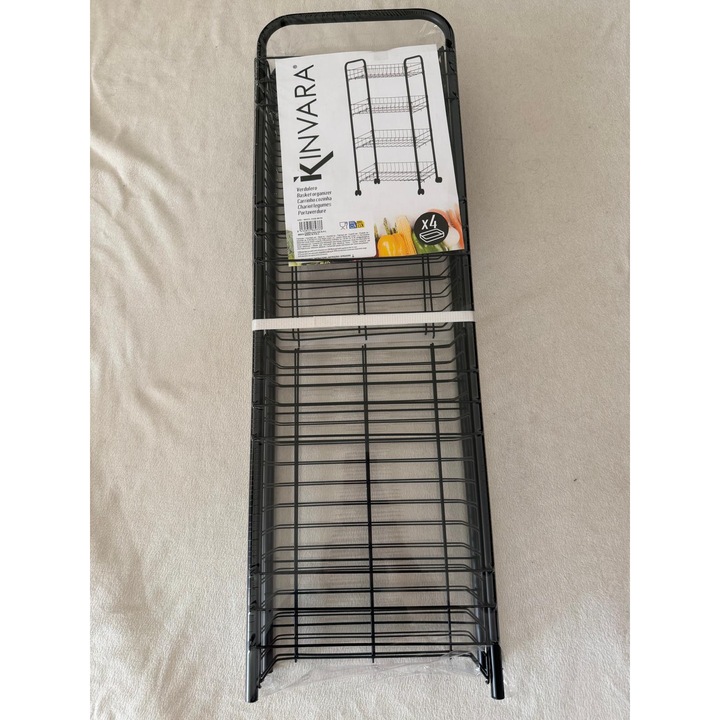 Многофункционална метална етажерка с 4 рафта и въртящи се колела