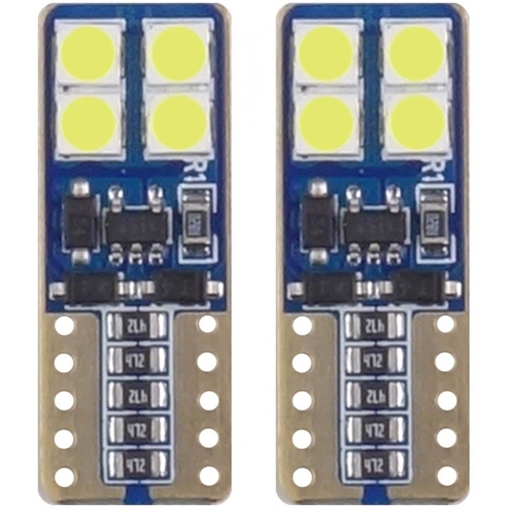 Becuri auto Amio T10 W5W 12V 5.600K 8SMDx2835 set 2 bucati