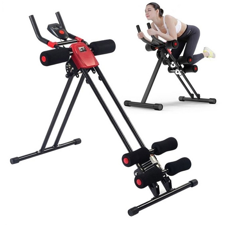 Aparat multifunctional pentru abdomen/brate/picioare Clever Spasto, negru/rosu