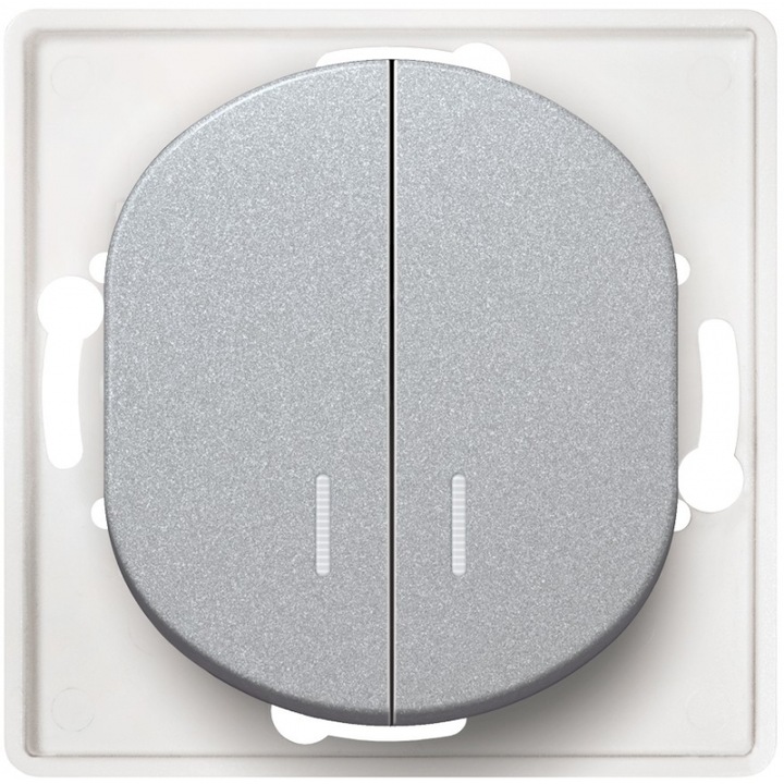 Intrerupator Eon E626.S cu indicatie, argintiu