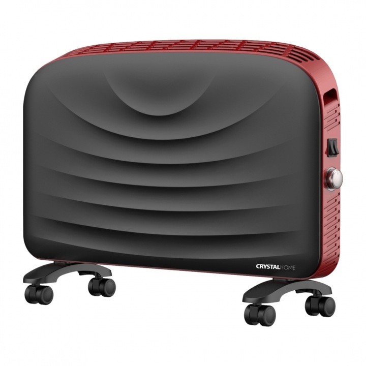 Panou radiant CRYSTAL HOME 2000W Slim Line, curbat, rosu/negru