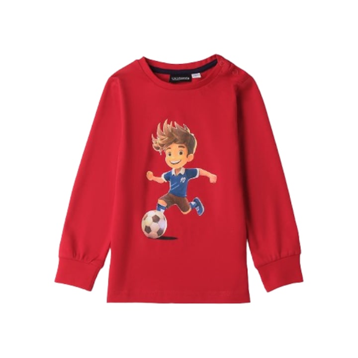 Sarabanda fiú pamut felső futball mintával, piros