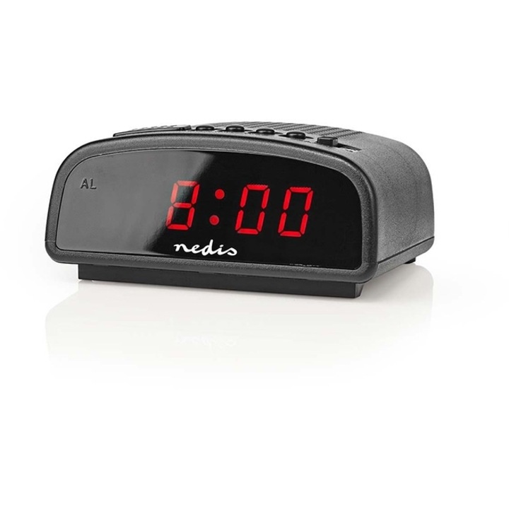 Ceas decorativ NEDIS CLDK008BK cu alarma digitala, LED 0.6", functie snooze, culoare neagra