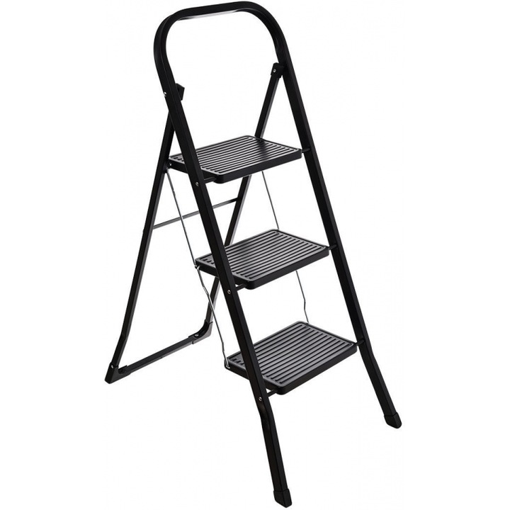 Scaun scara Estia, 3 scari, negru, 46x71x105cm