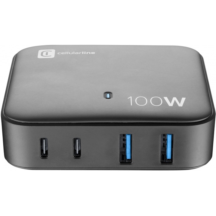 Incarcator telefon CELLULAR LINE Epitrapezios cu 2xUSB-A si 2xType-C 100W, culoare Mauro
