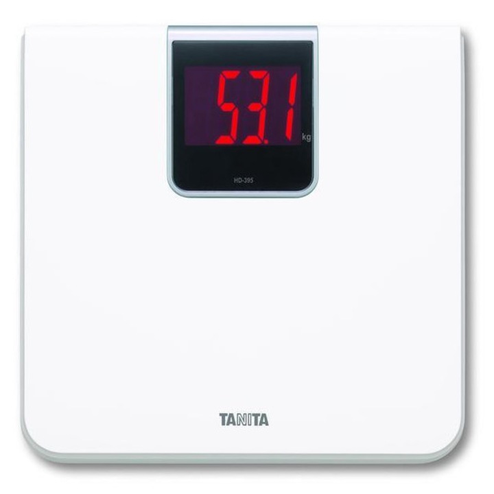 Кантар Tanita, HD-395, капацитет 150 кг, широка платформа, LED, бял
