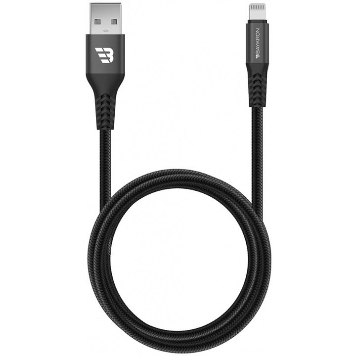 Cablu de date Baykron Kalodio USB A - Lightning, 3A, 1.2m, negru