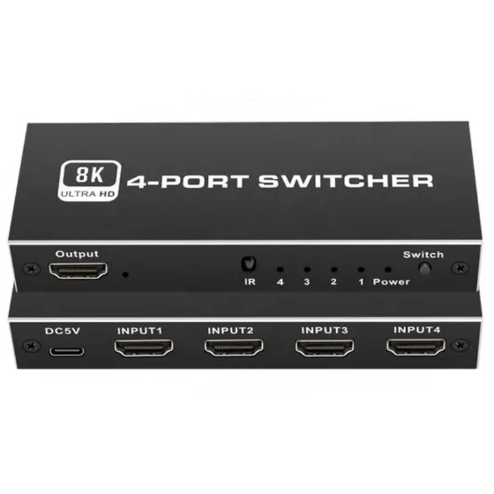 Switch HDMI 4x1, 8K/60Hz, negru