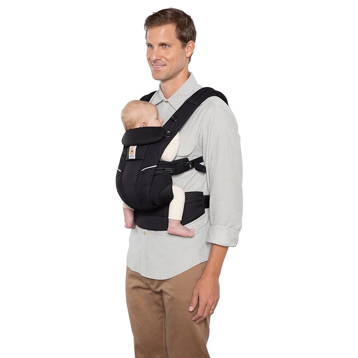 Marsupiu Ergobaby Omni Breeze, 4 poziții, material SoftFlex Mesh, negru, 0-20 kg