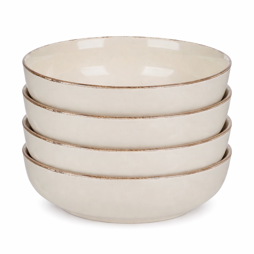 Shopiens Set de 4 boluri de ceramică Salate Bej, 680 ml