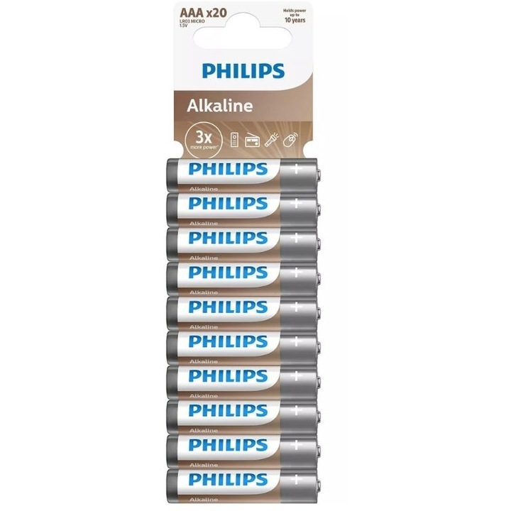 Baterii AAA Philips Alkaline 20 buc