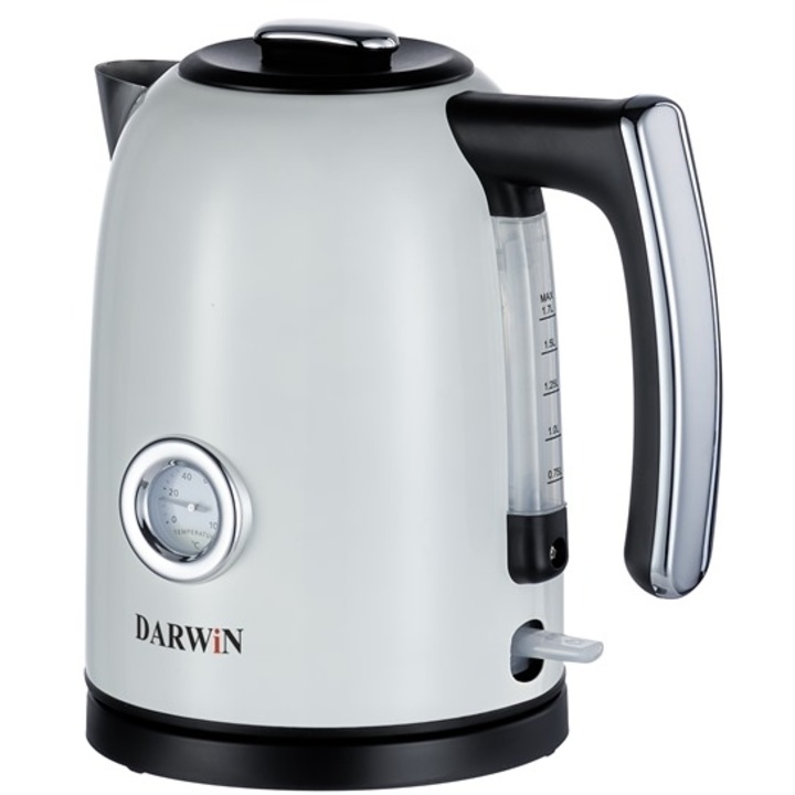 Fierbator electric 1.7l, Lund, Otel inoxidabil, 2200W, Argintiu/Negru