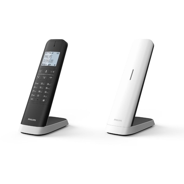 Telefon fara fir Philips M4701W/GRS, alb, cu functie de identificare a apelantului