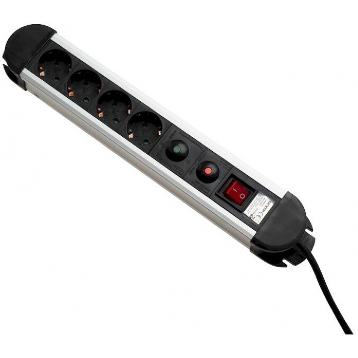 Prelungitor GEYER, 2m, 4 prize, culoare neagra