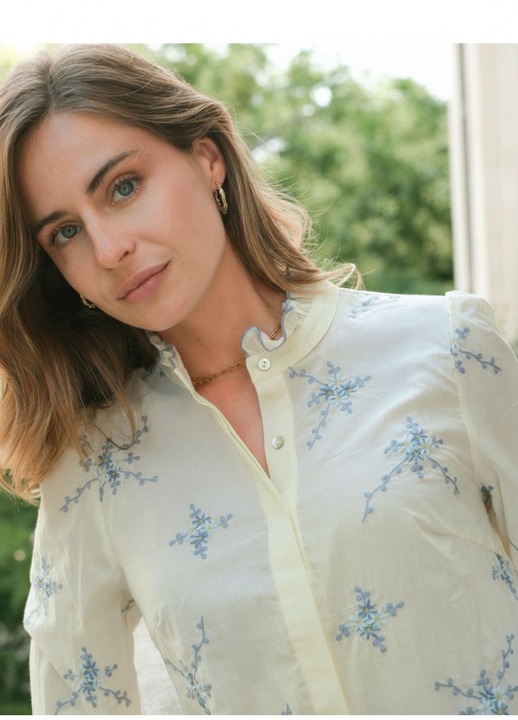 Camasa galben pastel cu broderie aplicata B-ASD96526 M9 Galben pastel 36-38 EU 36-38 EU