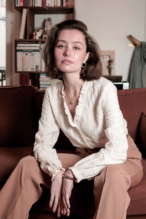 Camasa ivory din vascoza brodata 4861T M9 19661, Bej