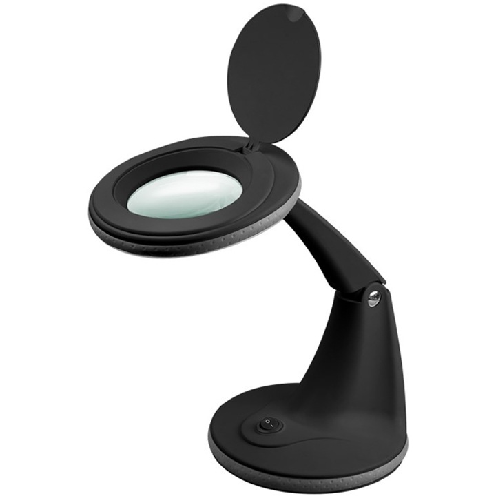 Lupa de banc de lucru cu iluminare LED GOOBAY 65578, 450lm, 6W, negru