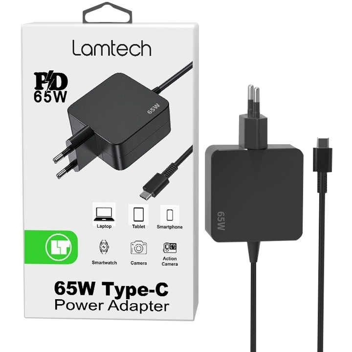 Incarcator laptop LAMTECH 65W, tip C, LAM113447