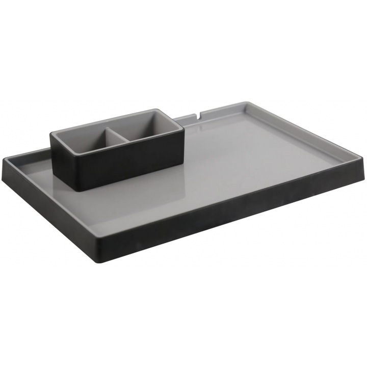 Tava de hotel si suport pentru pliculete de infuzie, Primo, negru/gri