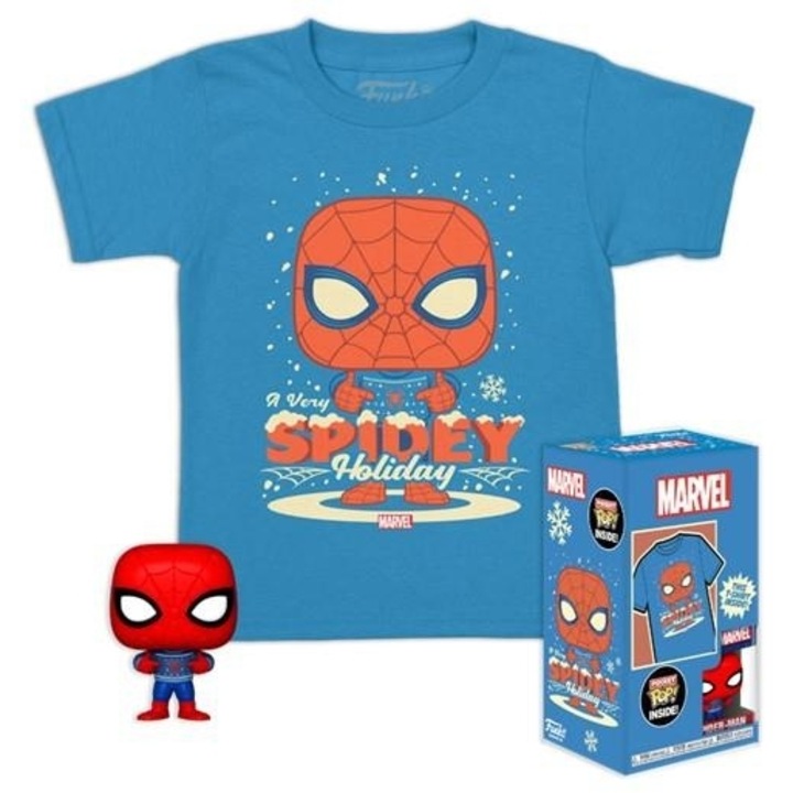 Комплект Funko Pocket Pop! & Тениска: Винилова фигурка Holiday Spiderman и тениска XL