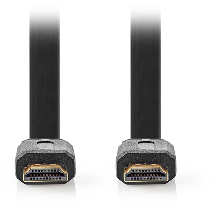 Cablu HDMI NEDIS CVGL34100BK20, 2.00m, cu Ethernet, plat, negru