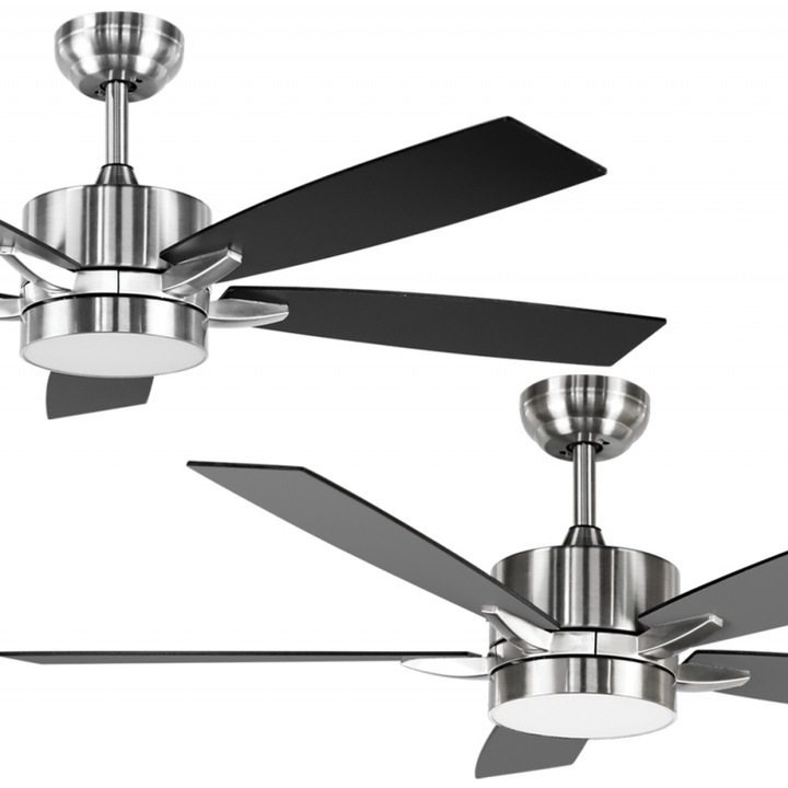 Ventilator de tavan Telco Anemisteras, motor DC, 5 palete, Gri-Negru, 132cm