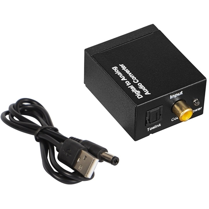 Convertor Toslink-coaxial 2x RCA DM-91-201, negru, 1.5m