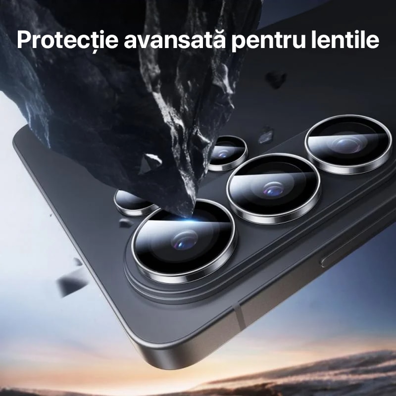 Folie protectie camera pentru Samsung Galaxy S26 Daden, Aplicator automat, Anti zgarieturi, Antisoc, Instalare usoara, Protectie premium, Negru