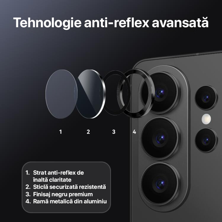 Folie protectie camera pentru Samsung Galaxy S26 Plus Daden, Aplicator automat, Anti zgarieturi, Antisoc, Instalare usoara, Protectie premium, Negru