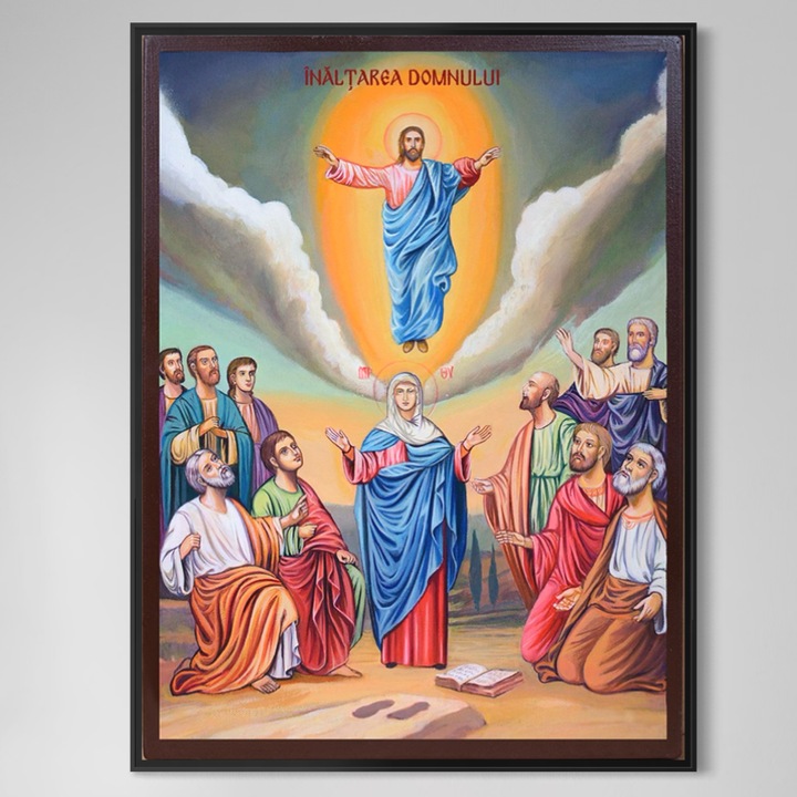Tablou Canvas Premium, LuxCanva® H1097, Rama Aluminiu Black, Icoana Inaltarii Domnului, 90 X 120 CM, Panza Bumbac 100% 400g/m2, Sasiu, Lemn, Icoana, Mantuitor, Binecuvantare, Nadejde, Credinta, Speranta, Inviere, Slujba, Biserica, Living, Dormitor