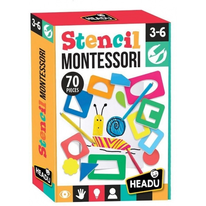 Headu Stensil Montessori, set accesorii scolare