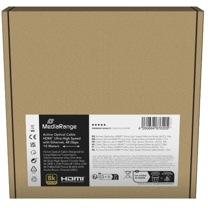 Cablu optic activ HDMI 2.1, MediaRange, 8K, 10m