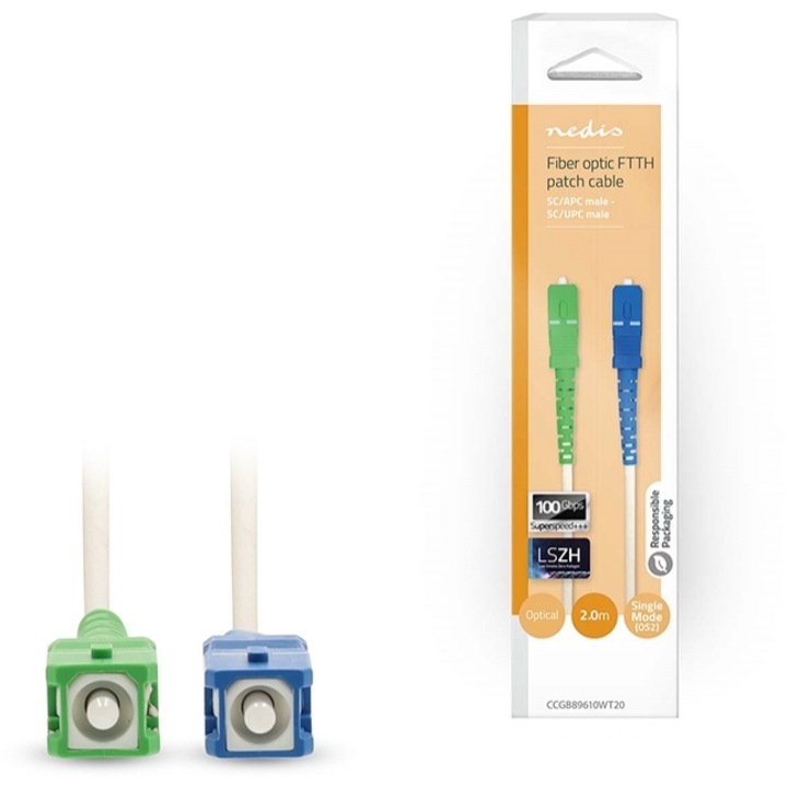 Cabluri optice NEDIS, SC-APC - SC-UPC, 2.00m, alb