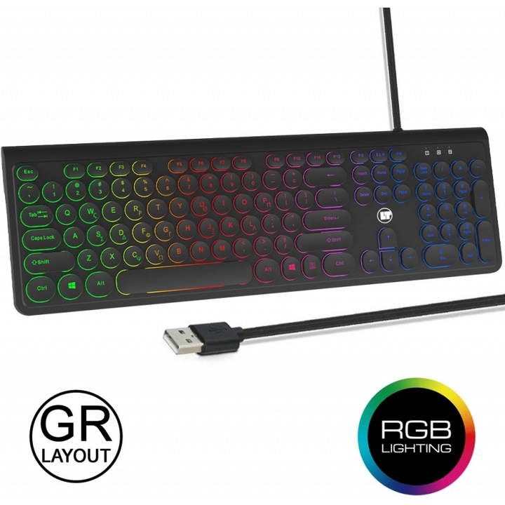 Tastatura cablata LAMTECH LAM113058, cu taste rotunde, multicolor