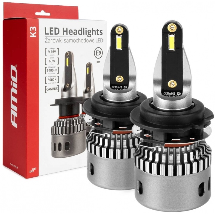 Becuri auto LED Amio H7-1 9>16V 6000K 5400lm 60W set 2 buc