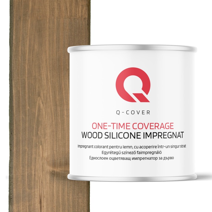 Vopsea pentru lemn Q-COVER, maro cu tentă de gri 7013, 2.5L, rezistentă la murdărie, pentru exterior