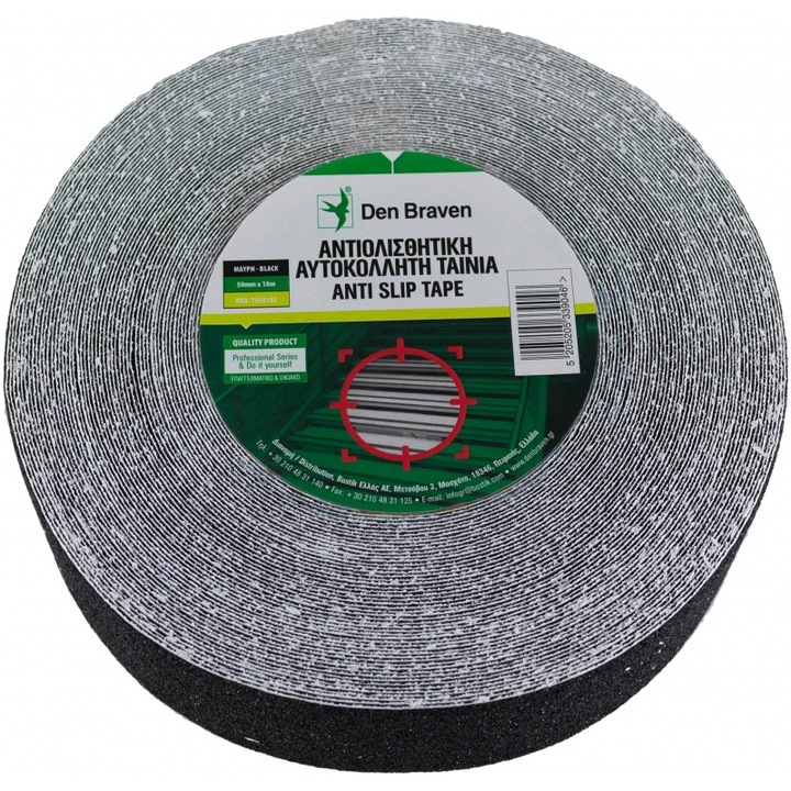 Banda antiderapanta, DEN BRAVEN, 18m x 50mm, antialunecare, negru